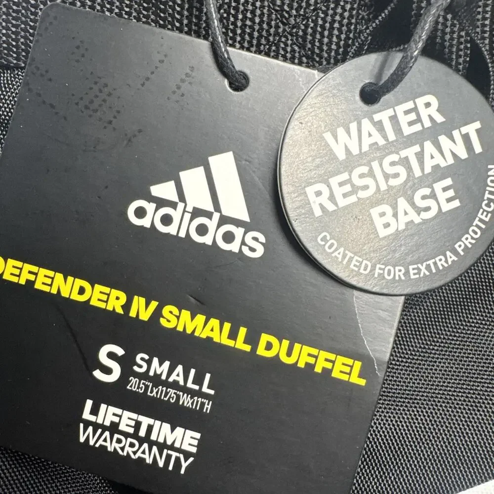 NEW Adidas Defender IV Small Duffel Bag Black Water Resistant Gym Travel